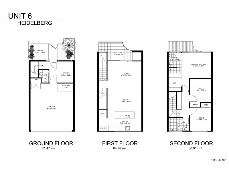5, 6, 7/17 Powlett Street, Heidelberg VIC 3084 Floorplan