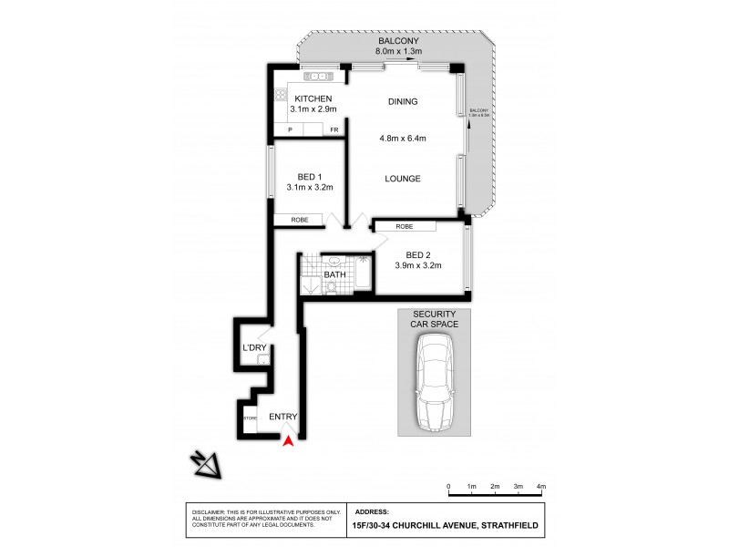 15F/30-34 CHURCHILL AVENUE, Strathfield NSW 2135 Floorplan