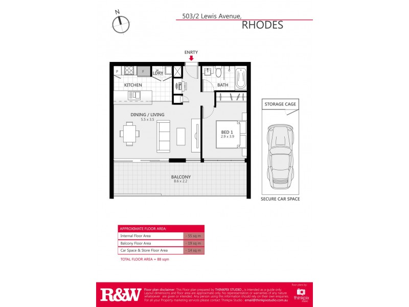 503/2 LEWIS AVENUE, Rhodes NSW 2138 Floorplan