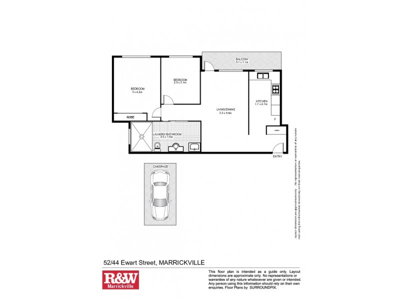 52/44 Ewart Street, Marrickville NSW 2204 Floorplan