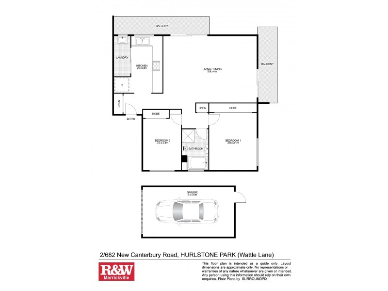 2/682 New Canterbury Road (Enter via Wattle Lane), Hurlstone Park NSW 2193 Floorplan