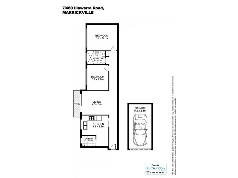 7/480 Illawarra Road, Marrickville NSW 2204 Floorplan