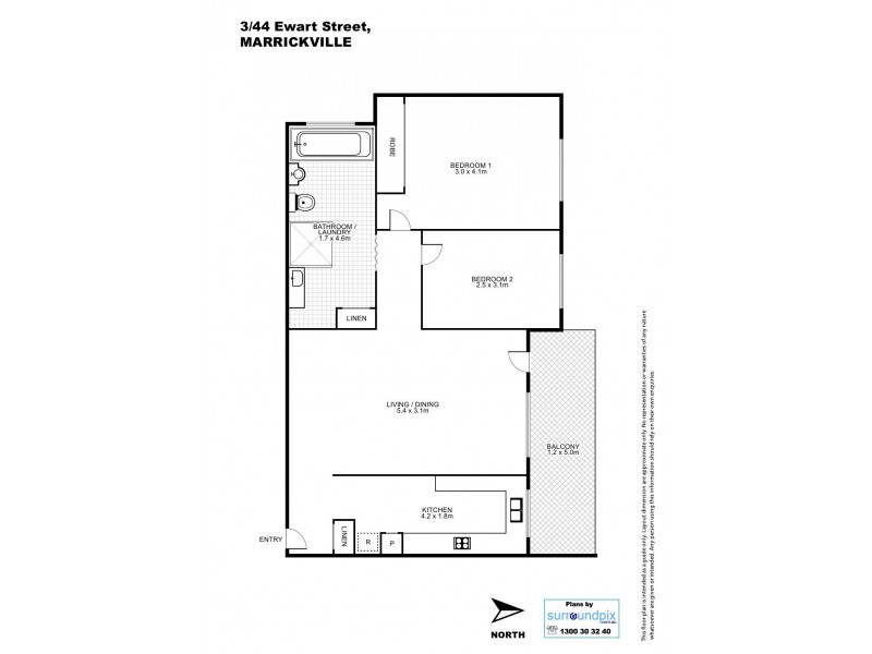 3/44 Ewart Street, Marrickville NSW 2204 Floorplan