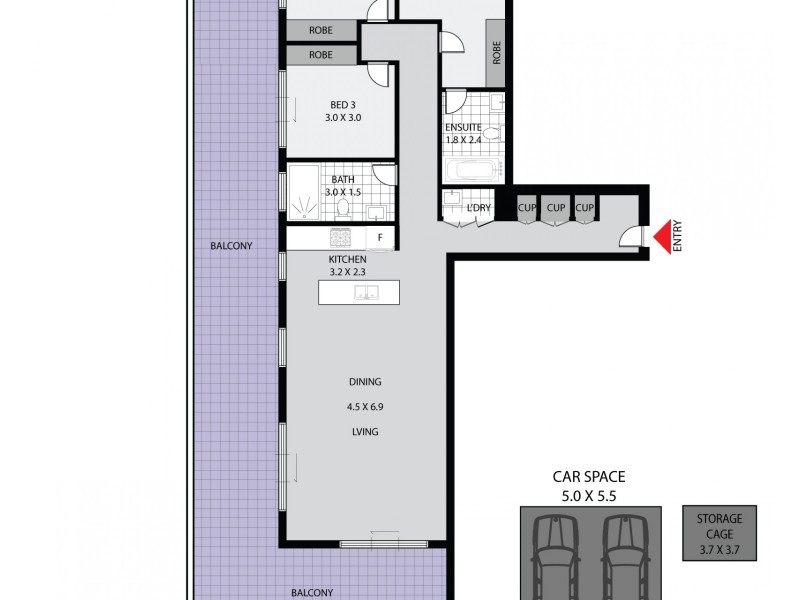 3302/1A Morton Street, Parramatta NSW 2150 Floorplan