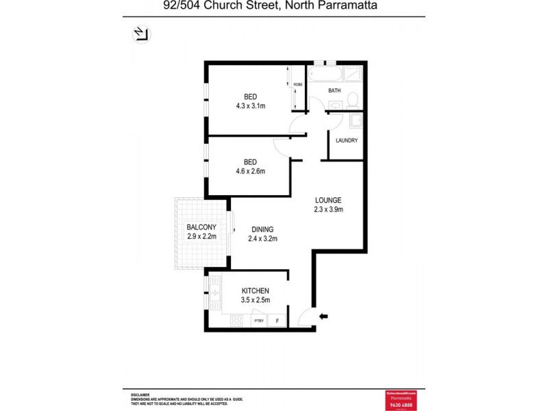 92/504 Church Street, North Parramatta NSW 2151 Floorplan
