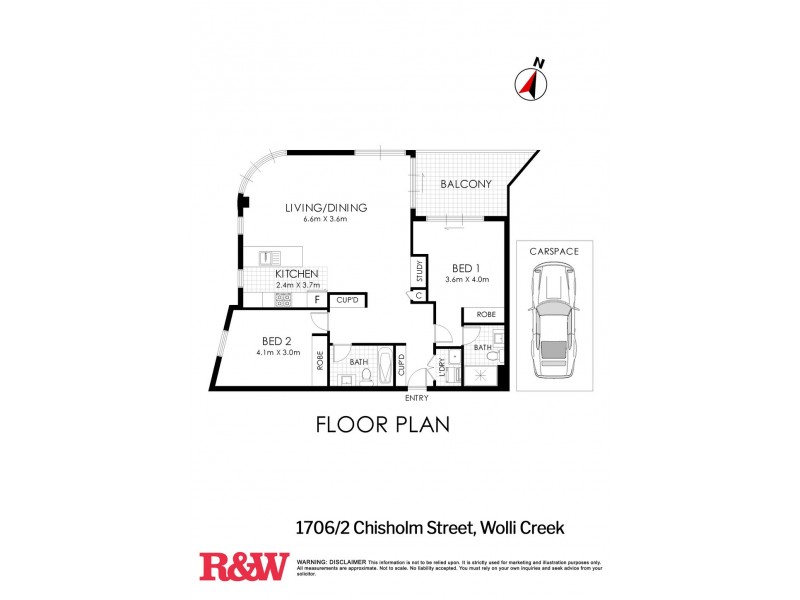 1706/2 Chisholm Street, Wolli Creek NSW 2205 Floorplan