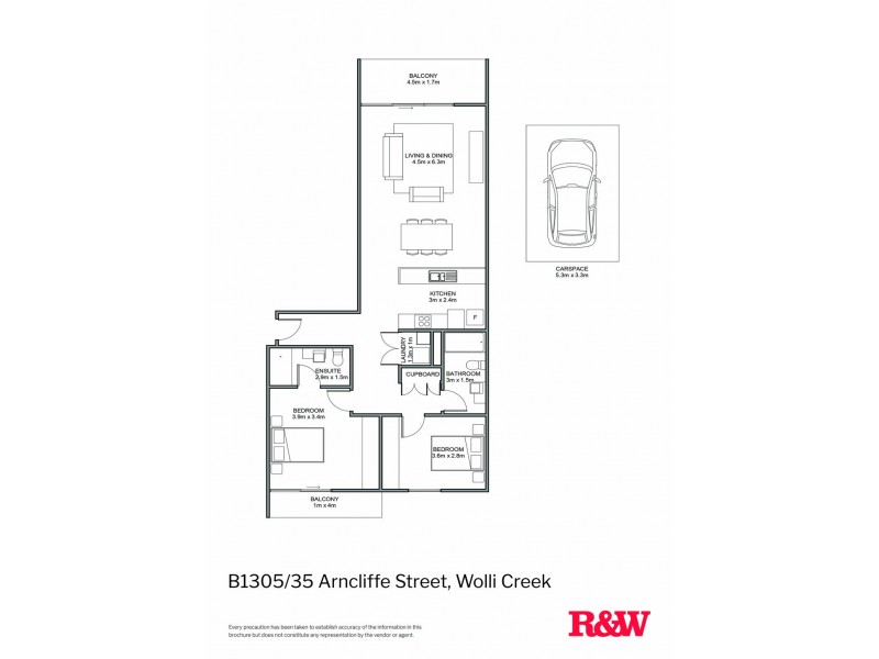 B1305/35 Arncliffe Street, Wolli Creek NSW 2205 Floorplan