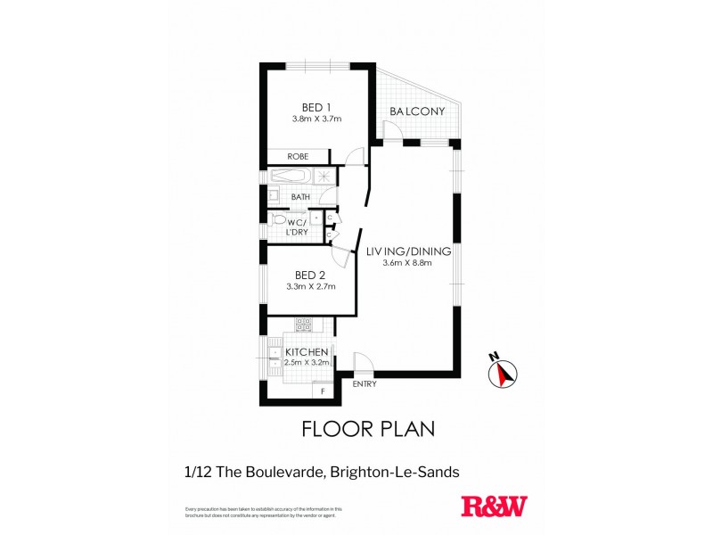 1/12 The Boulevarde, Brighton-le-sands NSW 2216 Floorplan