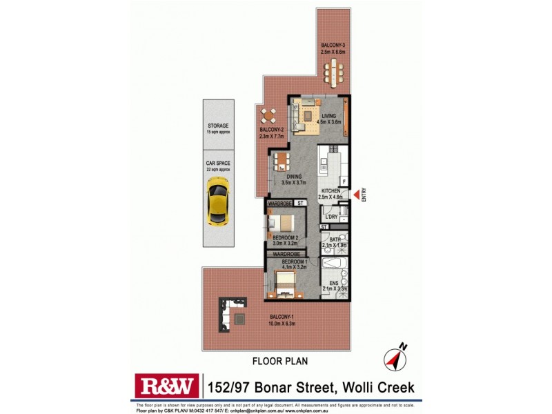 152/97 Bonar Street, Wolli Creek NSW 2205 Floorplan