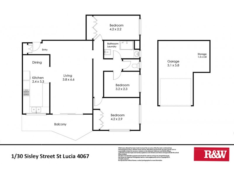 1/30 Sisley Street, St Lucia QLD 4067 Floorplan