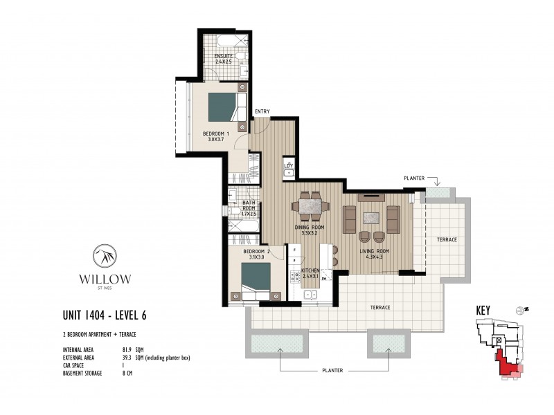 1404/169-177 Mona Vale Road, St Ives NSW 2075 Floorplan