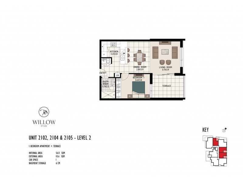 2105/167-177 Mona Vale Rd, St Ives NSW 2075 Floorplan