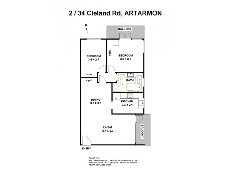 2/34 Cleland Road, Artarmon NSW 2064 Floorplan
