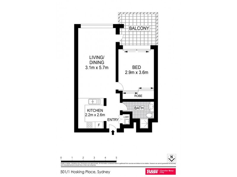 501/1 Hosking Place, Sydney NSW 2000 Floorplan