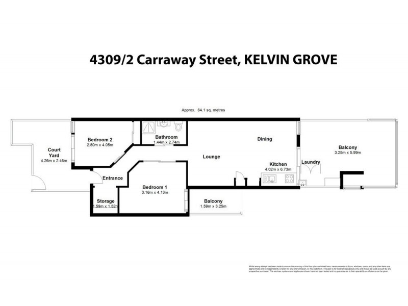 4309/2 Carraway Street, Kelvin Grove QLD 4059 Floorplan