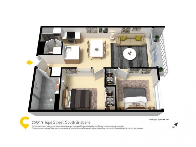 705/19 Hope Street, South Brisbane QLD 4101 Floorplan