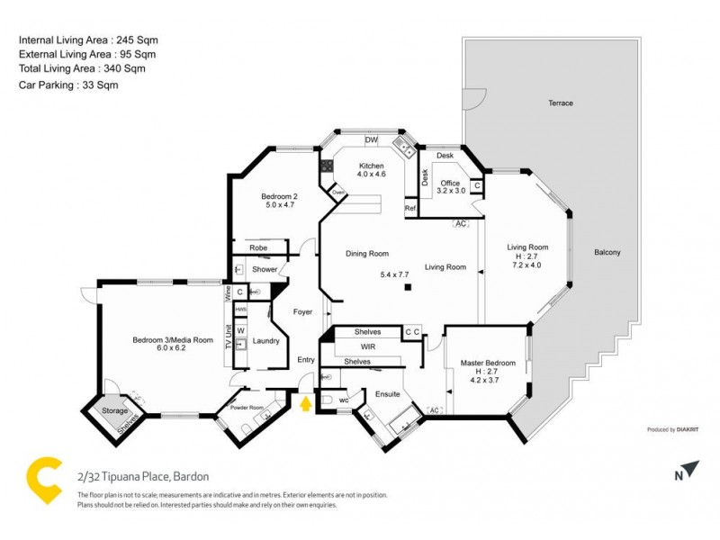 2/32 Tipuana Place, Bardon QLD 4065 Floorplan