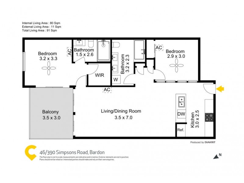 46/390 Simpsons Road, Bardon QLD 4065 Floorplan