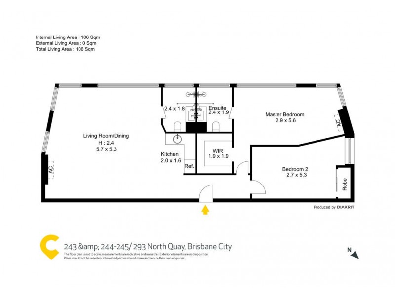 243/293 North Quay, Brisbane City QLD 4000 Floorplan