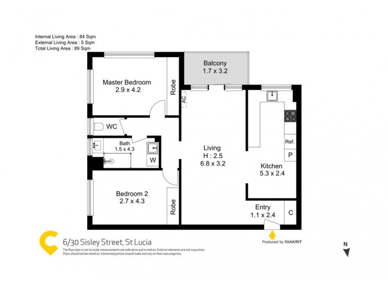 6/30 Sisley Street, St Lucia QLD 4067 Floorplan
