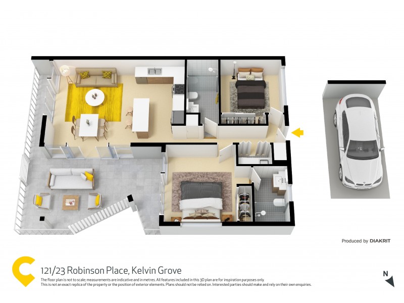 121/23 Robinson Place, Kelvin Grove QLD 4059 Floorplan
