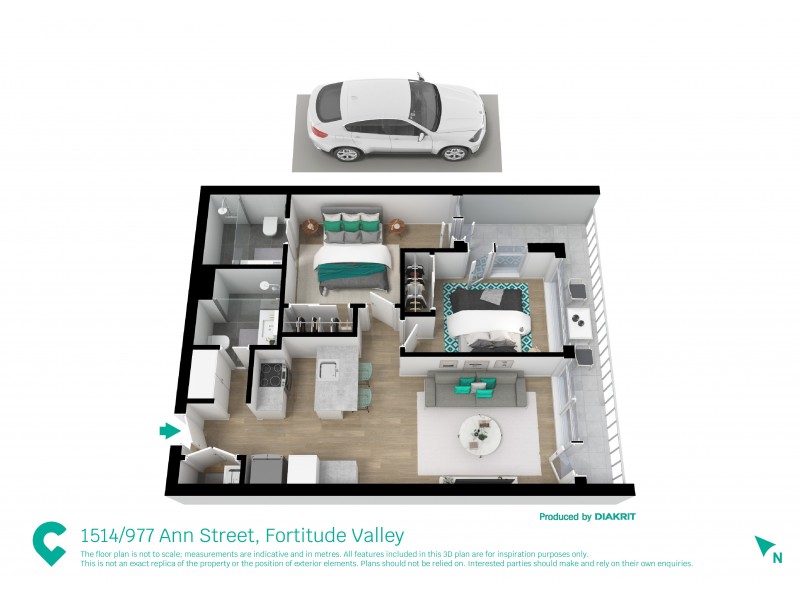 1514/977 Ann Street, Fortitude Valley QLD 4006 Floorplan