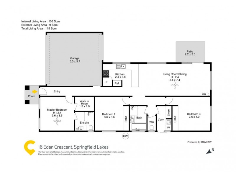 16 Eden Crescent, Springfield Lakes QLD 4300 Floorplan
