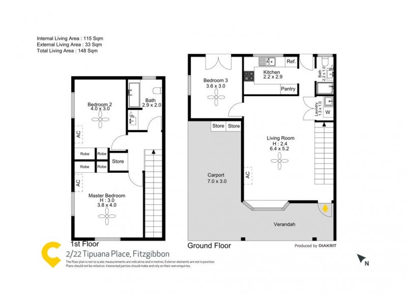 2/22 Tipuana Place, Fitzgibbon QLD 4018 Floorplan