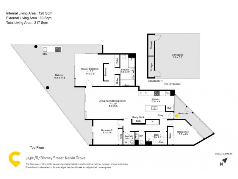 31301/67 Blamey Street, Kelvin Grove QLD 4059 Floorplan
