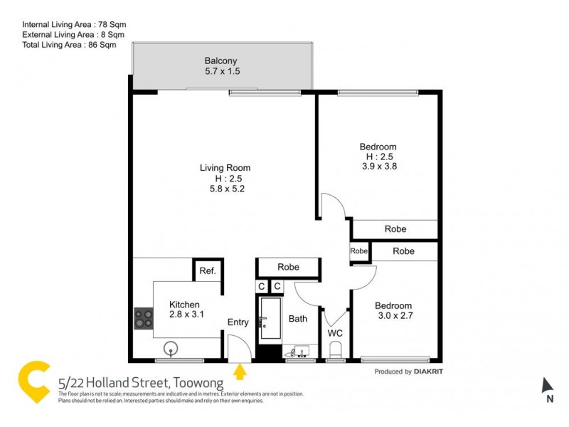 5/22 Holland Street, Toowong QLD 4066 Floorplan
