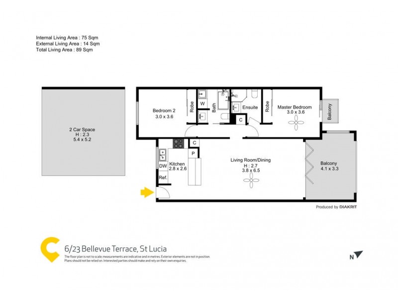 6/23 Bellevue Terrace, St Lucia QLD 4067 Floorplan