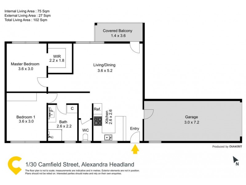 1/30 Camfield Street, Alexandra Headland QLD 4572 Floorplan