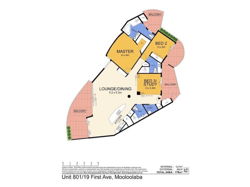 801/19 First Avenue, Mooloolaba QLD 4557 Floorplan