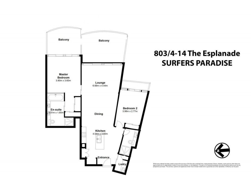 803/4-14 The Esplanade, Surfers Paradise QLD 4217 Floorplan