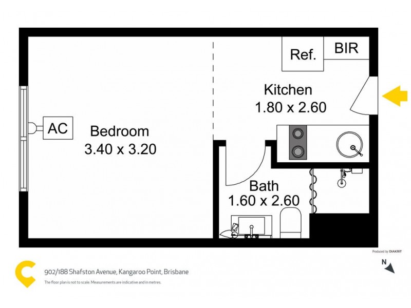 902/188 Shafston Avenue, Kangaroo Point QLD 4169 Floorplan