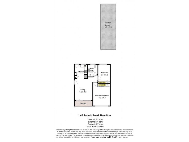 1/42 Toorak Road, Hamilton QLD 4007 Floorplan