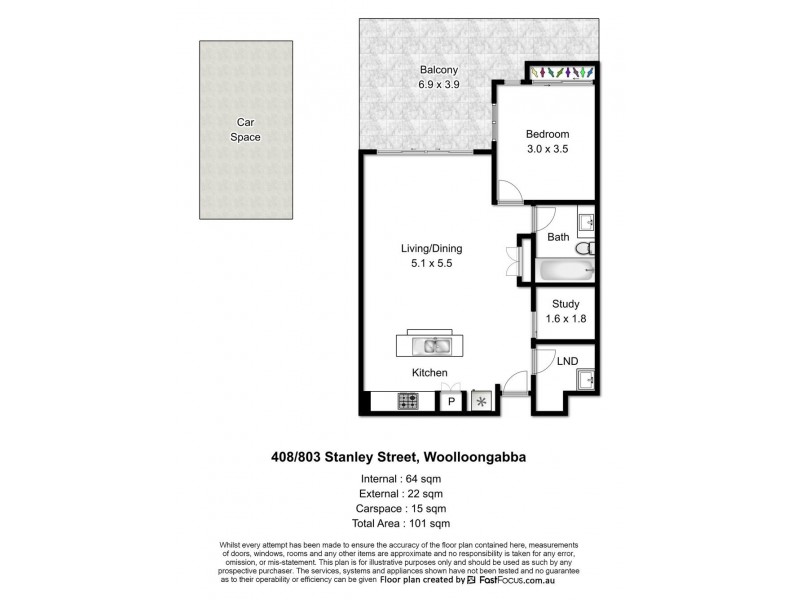 408/803 Stanley Street, Woolloongabba QLD 4102 Floorplan