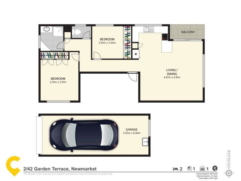 2/42 Garden Terrace, Newmarket QLD 4051 Floorplan