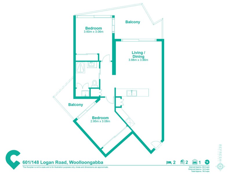 601/148 Logan Road, Woolloongabba QLD 4102 Floorplan