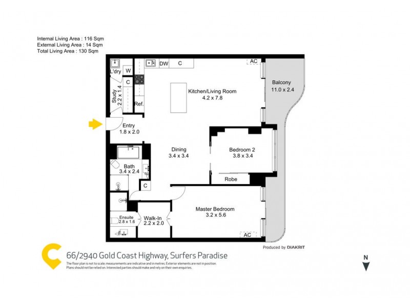 66/2940 Gold Coast Highway, Surfers Paradise QLD 4217 Floorplan