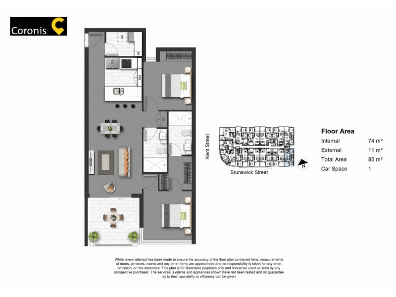 203/584 Brunswick Street, New Farm QLD 4005 Floorplan