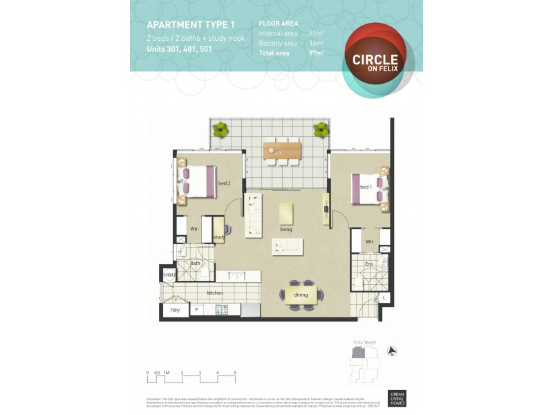 501/15 Felix Street, Lutwyche QLD 4030 Floorplan