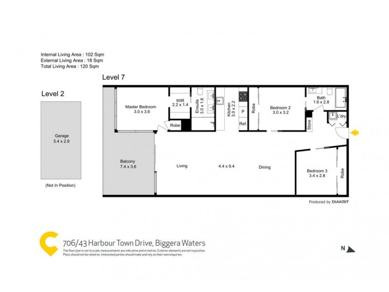 706/43 Harbour Town Drive, Biggera Waters QLD 4216 Floorplan