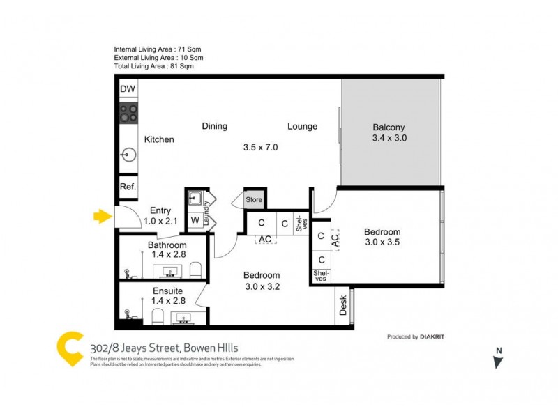 302/8 Jeays Street, Bowen Hills QLD 4006 Floorplan