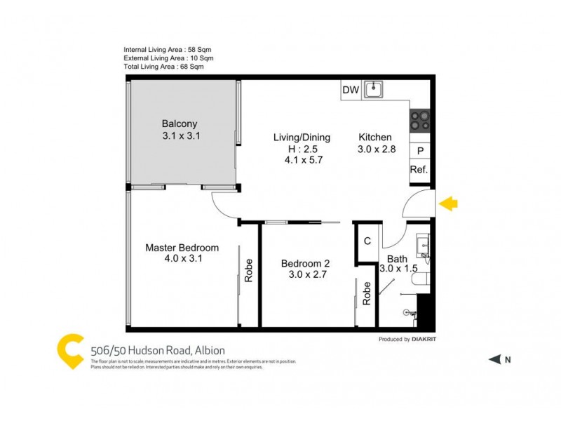 506/50 Hudson Road, Albion QLD 4010 Floorplan