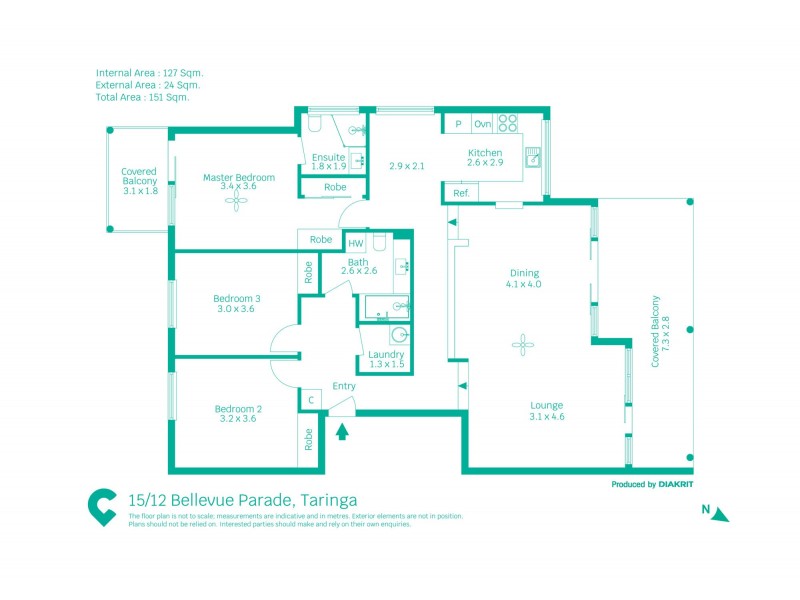 15/12 Bellevue Parade, Taringa QLD 4068 Floorplan