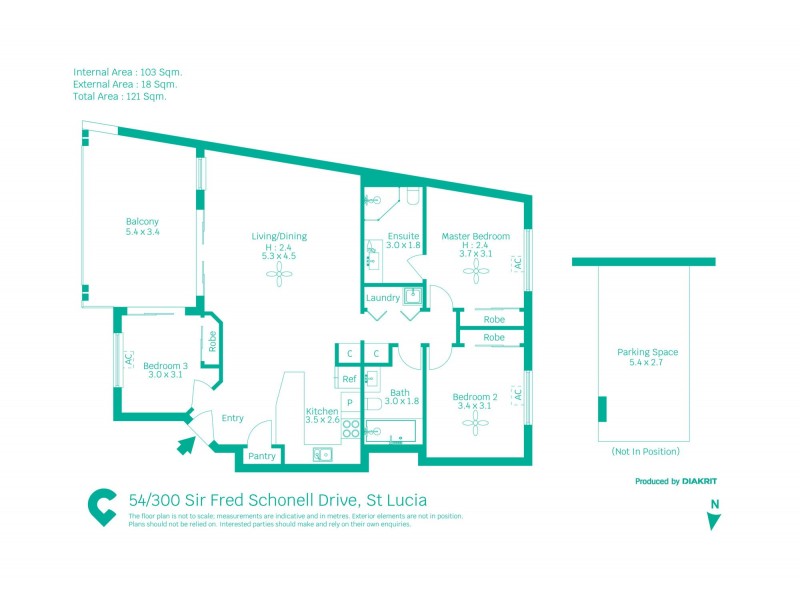 54/300 Sir Fred Schonell Drive, St Lucia QLD 4067 Floorplan