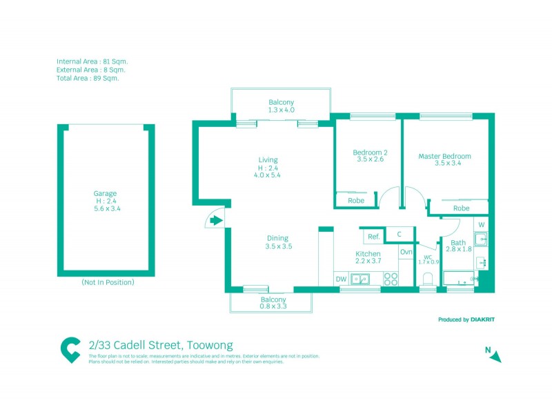 2/33 Cadell St, Toowong QLD 4066 Floorplan
