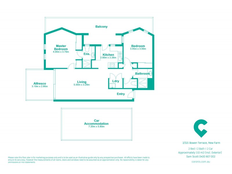 2/321 Bowen Terrace, New Farm QLD 4005 Floorplan