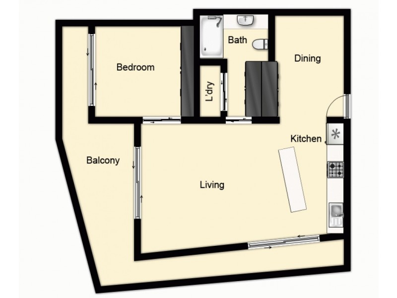 1075/18 Manning Street, Milton QLD 4064 Floorplan